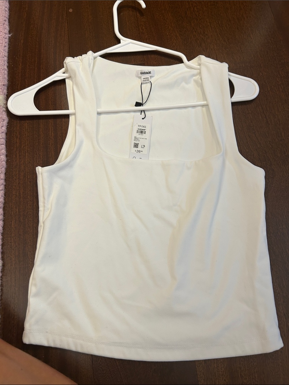 Garage White Scoop Neck Tank